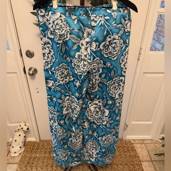 Worthington Bold Floral Print High Rise Wide Leg Pants 12 - Picture 2 of 8